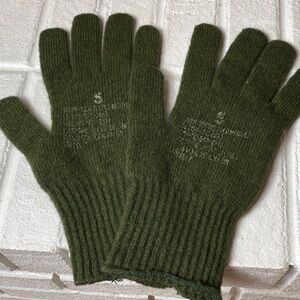Green wool army gloves large